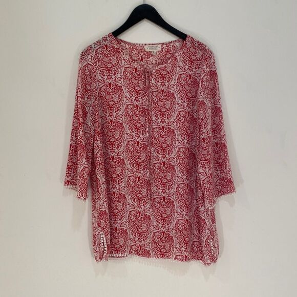 Crescent for Stitch Fix Red & White Top, Size- M - Picture 1 of 8